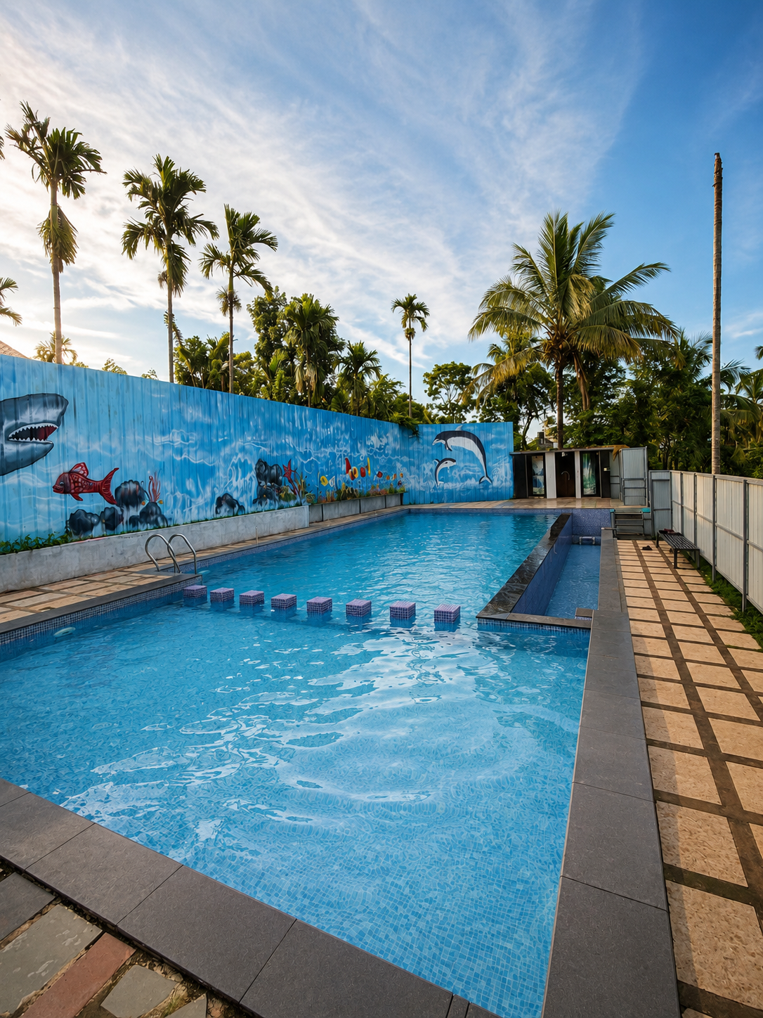 A swimming pool overlooking the valley