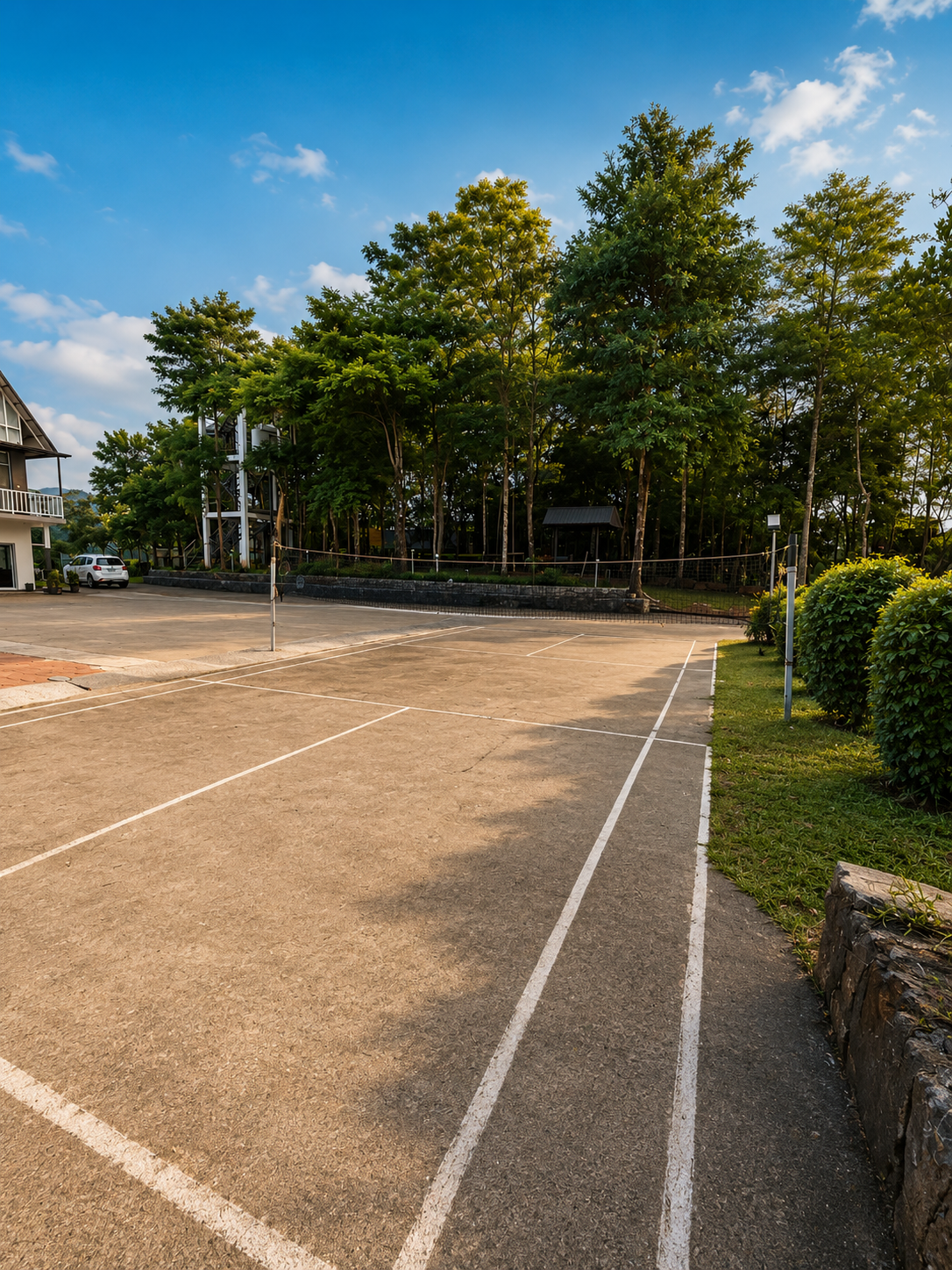 A shuttle court on the grounds