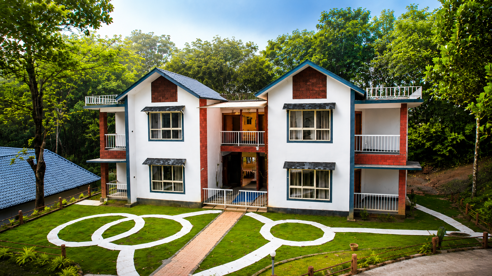 A two-storey family villa set in a landscaped garden